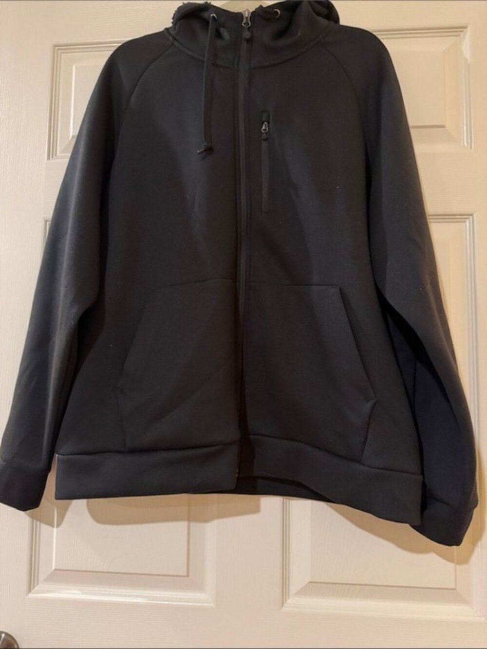 32 Degrees Heat Mens Black Sherpa-Lined Hoodie Jacket With Full Zip & Pockets XL